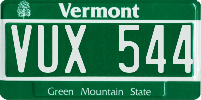 VT license plate VUX544