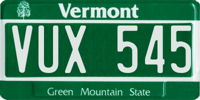 VT license plate VUX545