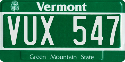 VT license plate VUX547