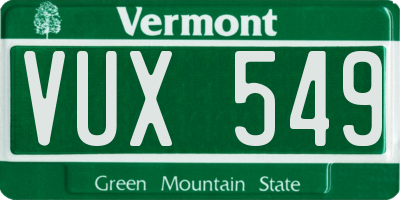 VT license plate VUX549