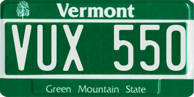 VT license plate VUX550