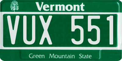 VT license plate VUX551