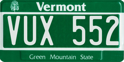 VT license plate VUX552