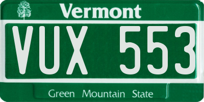 VT license plate VUX553
