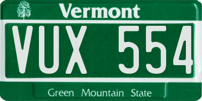 VT license plate VUX554