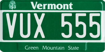 VT license plate VUX555
