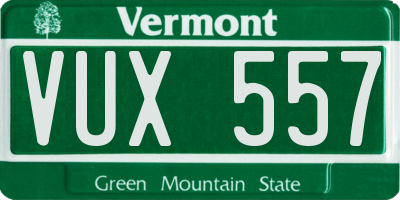 VT license plate VUX557