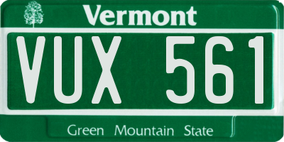 VT license plate VUX561