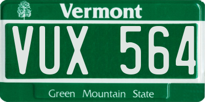 VT license plate VUX564