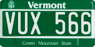 VT license plate VUX566