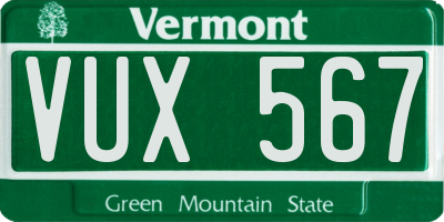 VT license plate VUX567