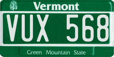 VT license plate VUX568