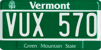 VT license plate VUX570