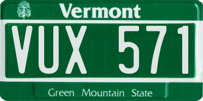 VT license plate VUX571