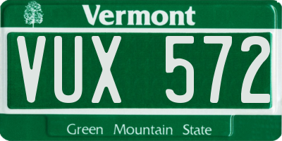 VT license plate VUX572