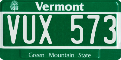 VT license plate VUX573