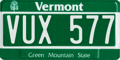 VT license plate VUX577
