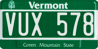 VT license plate VUX578