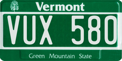 VT license plate VUX580