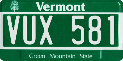 VT license plate VUX581