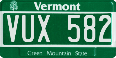 VT license plate VUX582