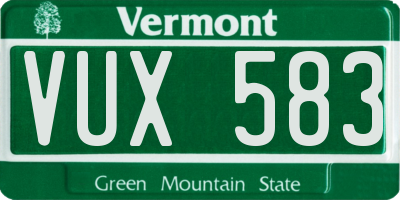 VT license plate VUX583