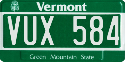 VT license plate VUX584