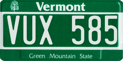 VT license plate VUX585