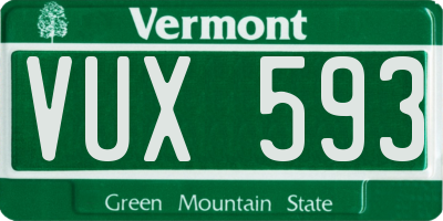 VT license plate VUX593