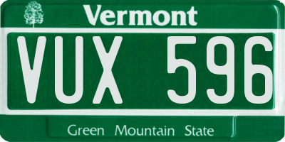 VT license plate VUX596