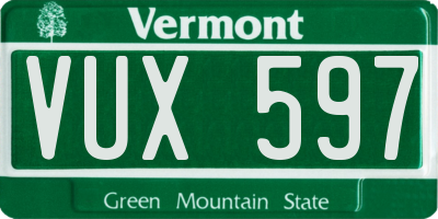 VT license plate VUX597