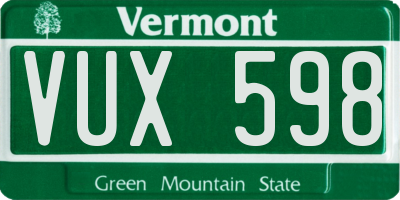 VT license plate VUX598