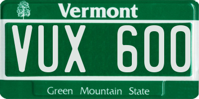 VT license plate VUX600