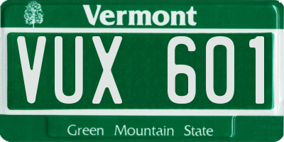 VT license plate VUX601