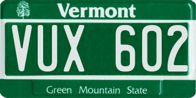 VT license plate VUX602