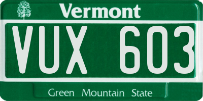VT license plate VUX603