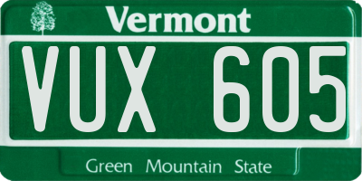 VT license plate VUX605