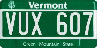 VT license plate VUX607