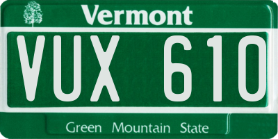 VT license plate VUX610