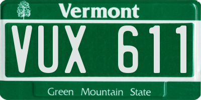 VT license plate VUX611