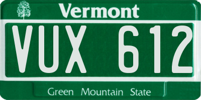 VT license plate VUX612