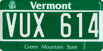 VT license plate VUX614