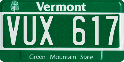 VT license plate VUX617