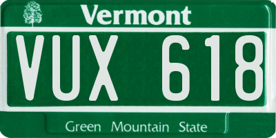 VT license plate VUX618