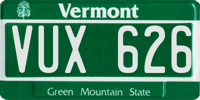 VT license plate VUX626