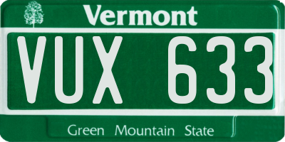 VT license plate VUX633