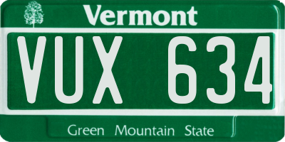 VT license plate VUX634