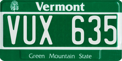 VT license plate VUX635