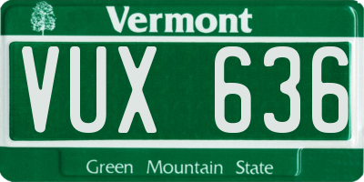 VT license plate VUX636