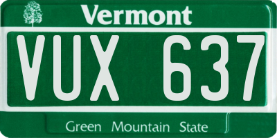 VT license plate VUX637